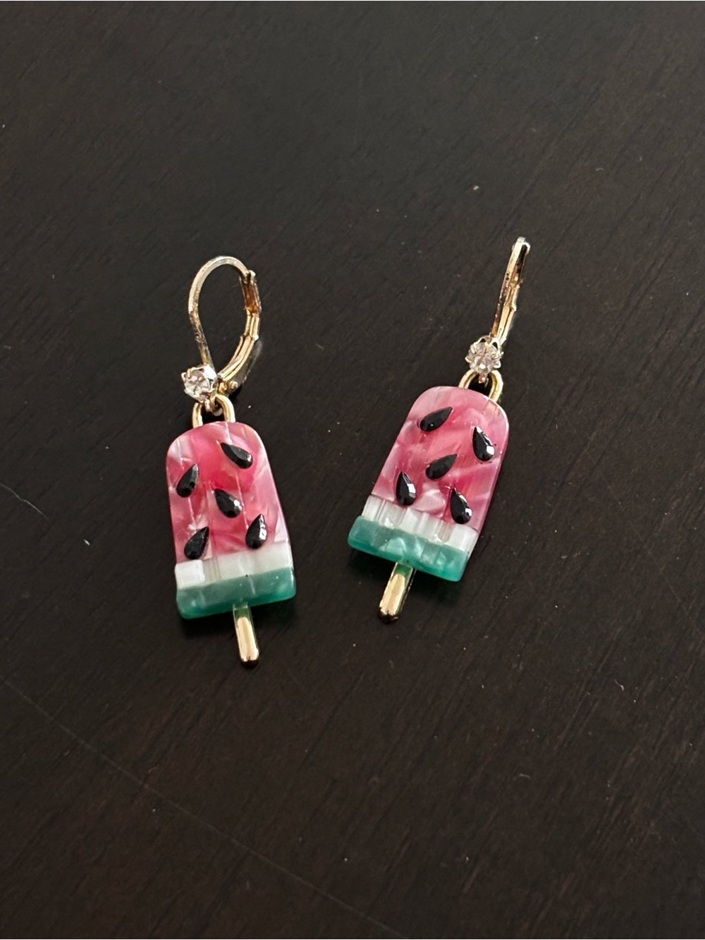 Pink Watermelon Popsicle Drop Earrings